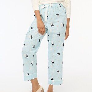 NWT! J. Crew Cropped Cotton Pajama Pants, Cat & Moon print, size XS